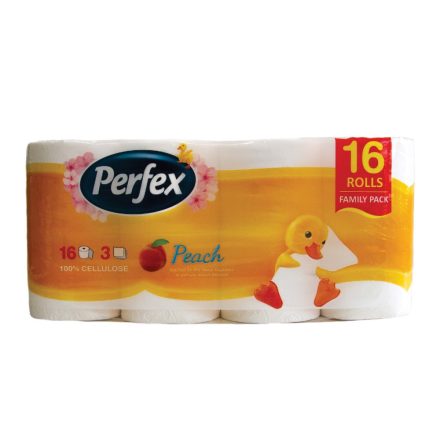Perfex wc papír 16 tekercs 3 rétegű – barack illatú