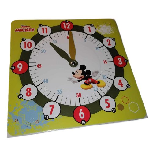 Disney Mickey (Mickey egeres) mintás tanuló analóg óra védőcsomagolásban 21x21 cm 